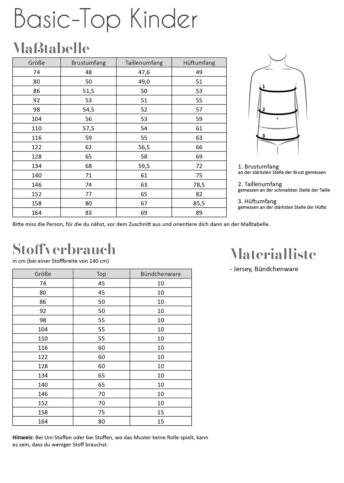 Schnittmuster Fadenkäfer Basic Top Kinder