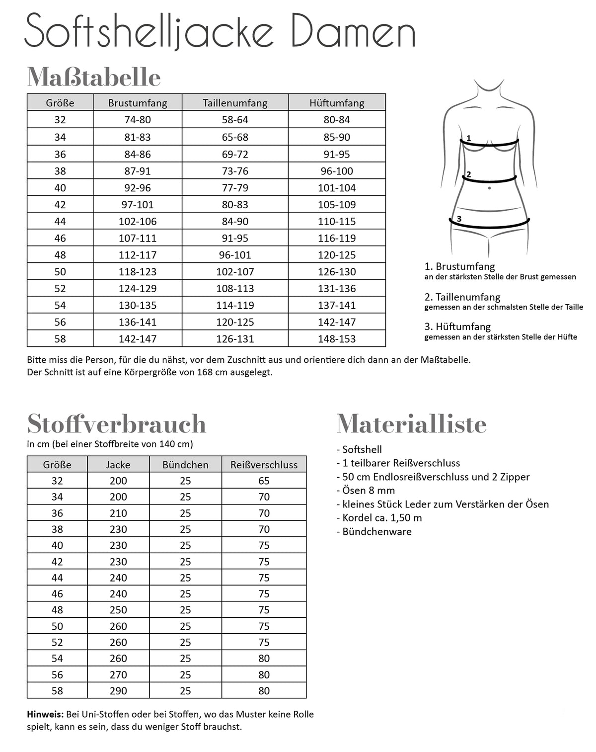 Schnittmuster Fadenkäfer Softshelljacke Damen