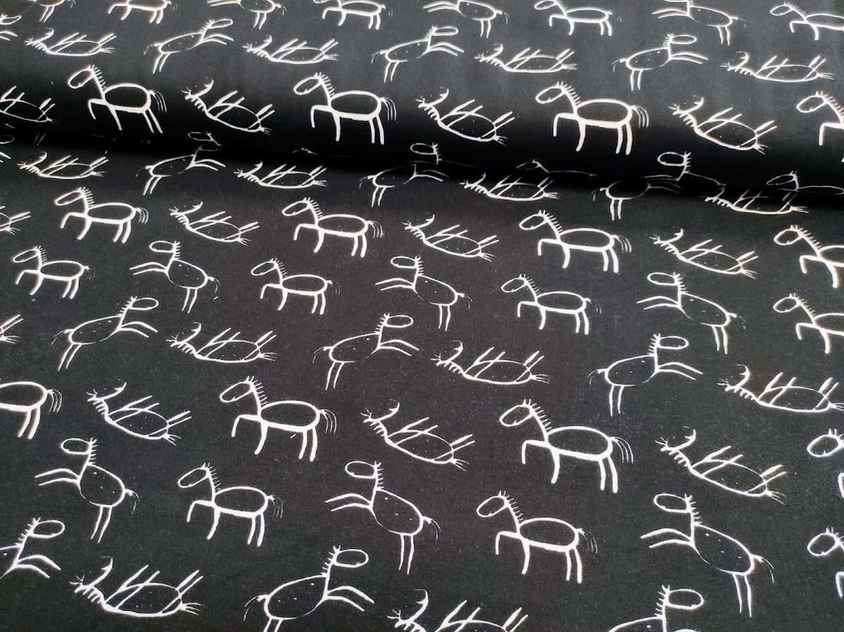 Jersey Pferde Doodle Schwarz