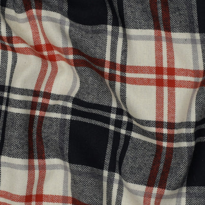 Flanell Creme Anthrazit Rot Karo aus 100% Baumwolle als Meterware