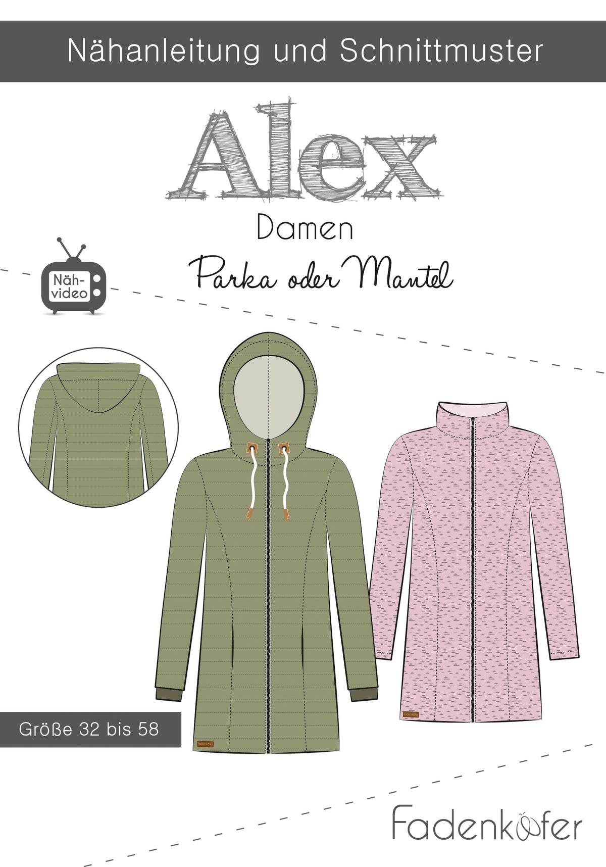 Schnittmuster Fadenkäfer Alex Parka & Mantel Damen