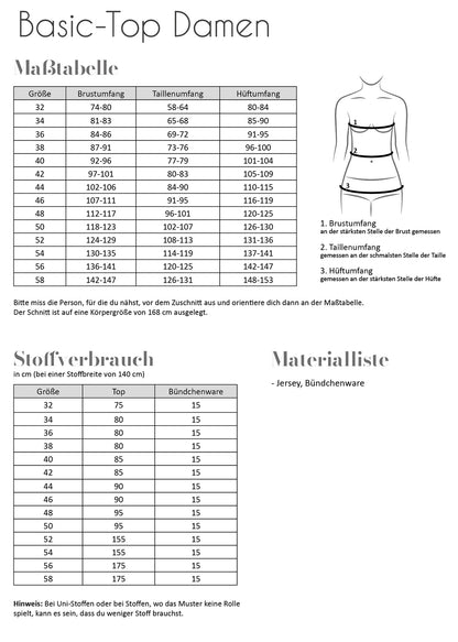Schnittmuster Fadenkäfer Basic Top Damen