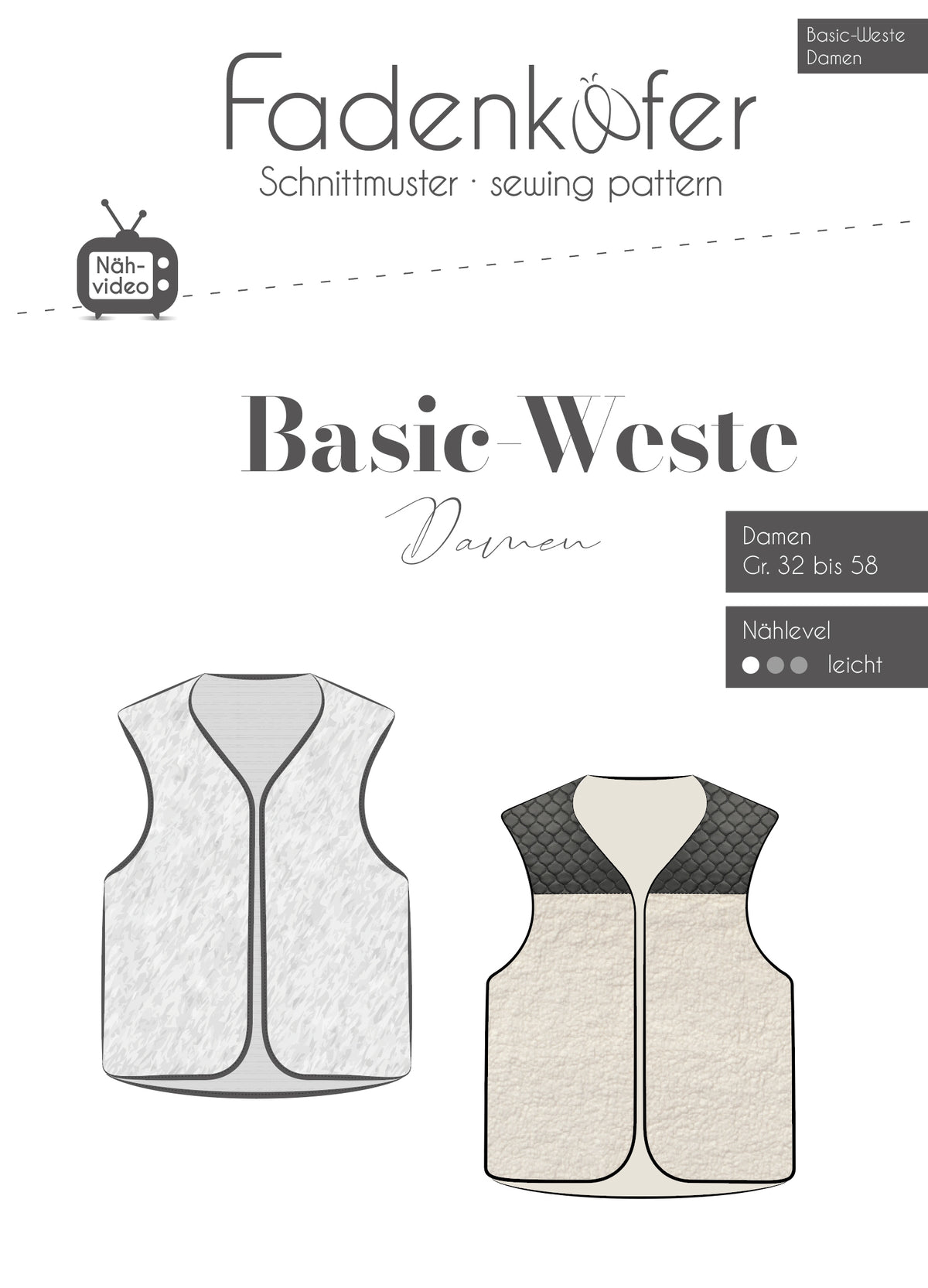 Schnittmuster Fadenkäfer Basic Weste Damen