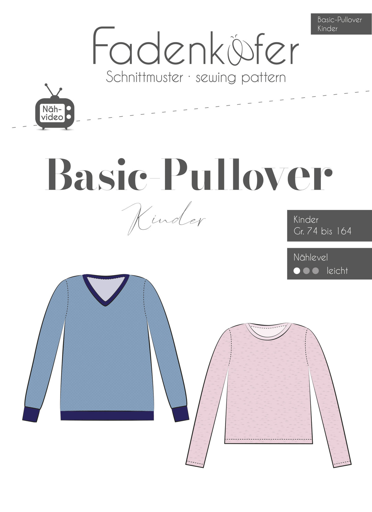 Schnittmuster Fadenkäfer Basic Pullover Kinder
