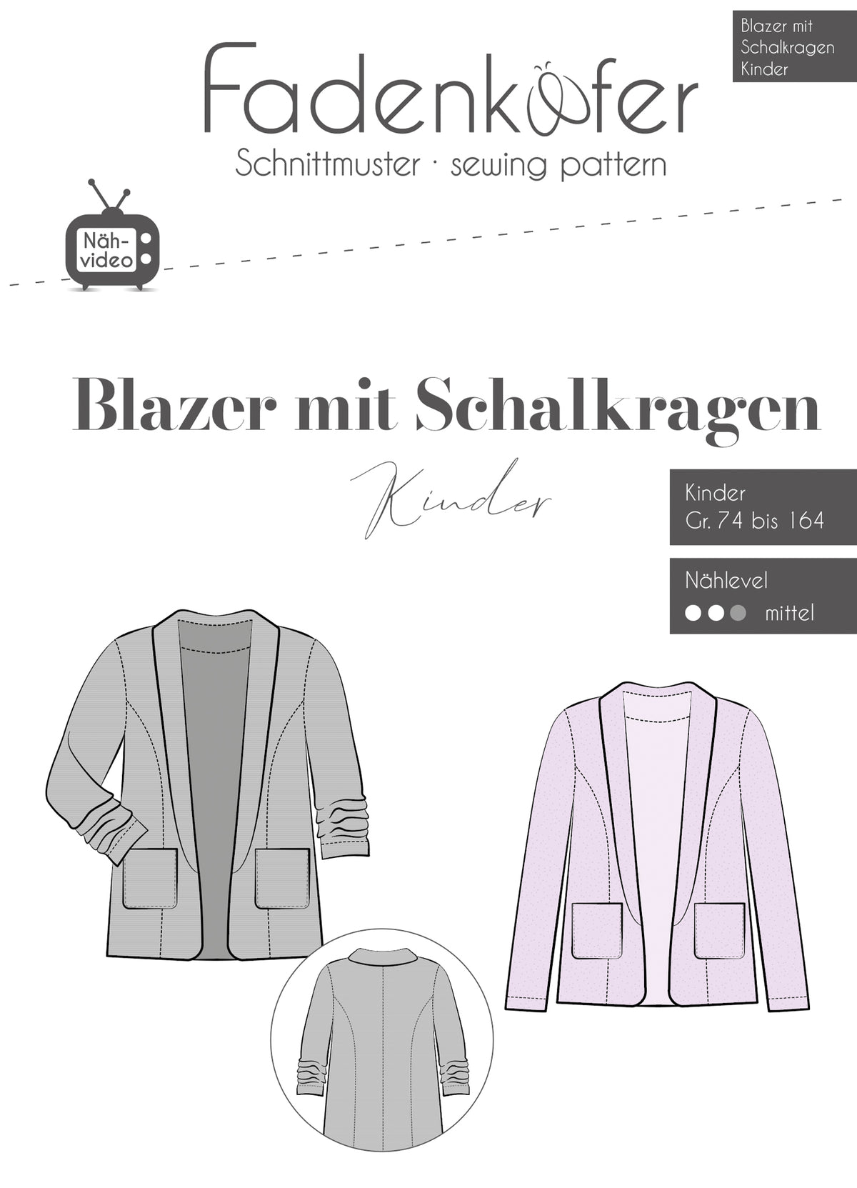 Schnittmuster Fadenkäfer Blazer mit Schalkragen Kinder