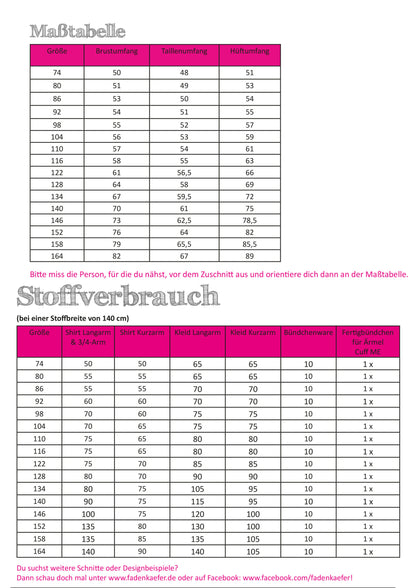 Schnittmuster Fadenkäfer Poloshirt und Kleid Kinder