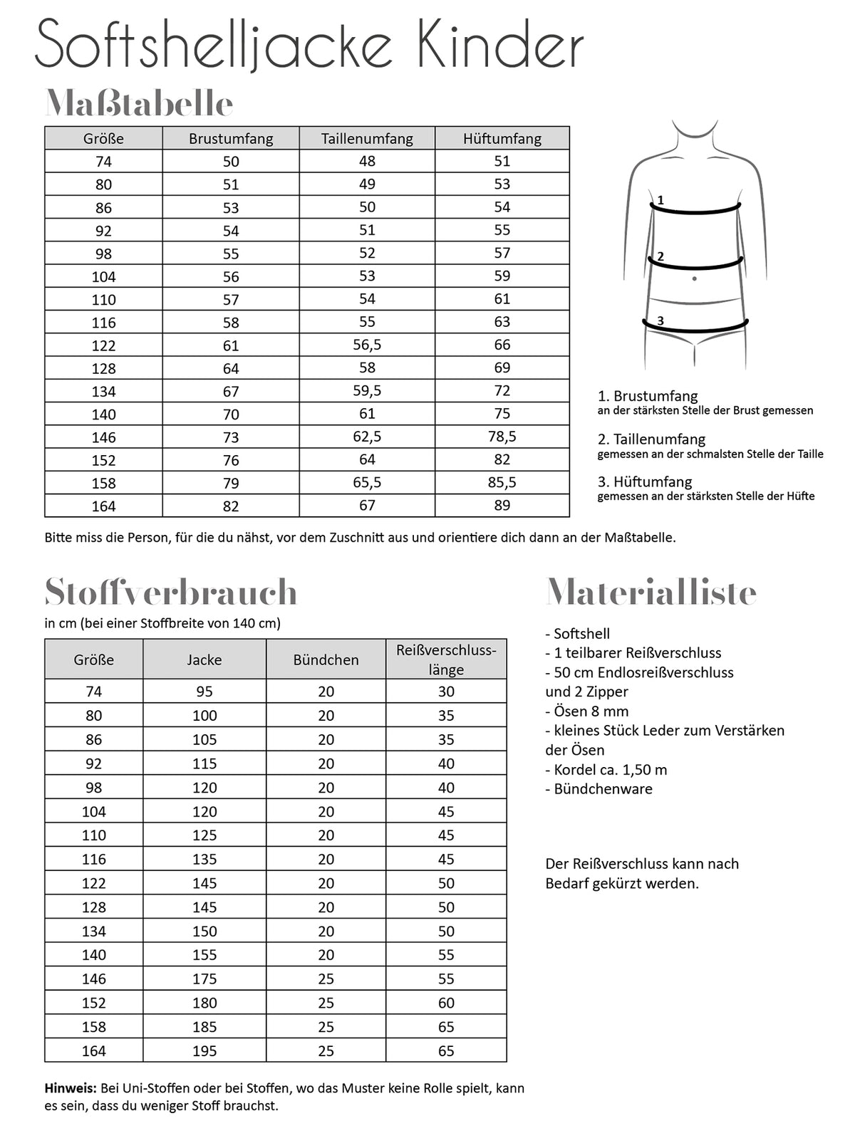 Schnittmuster Fadenkäfer Softshelljacke Kinder