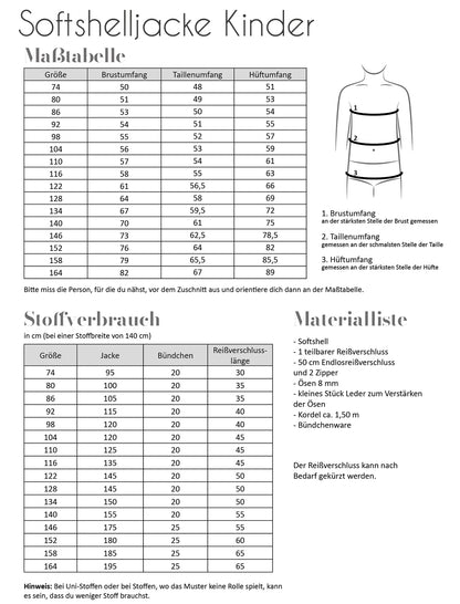 Schnittmuster Fadenkäfer Softshelljacke Kinder