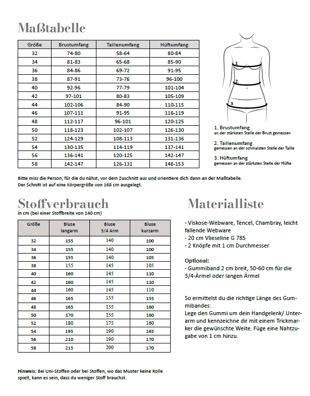 Schnittmuster Fadenkäfer Stella Bluse Damen