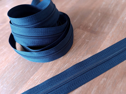 5m Endlosreißverschluss + 25 Zipper Dunkelblau