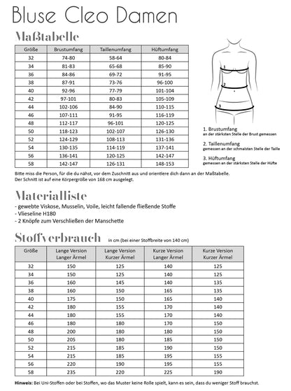 Schnittmuster Fadenkäfer Bluse Cleo Damen
