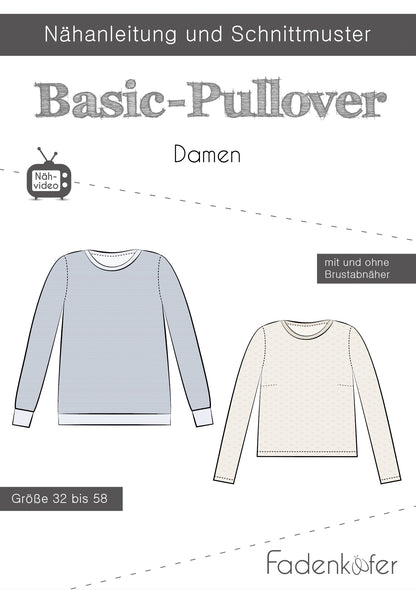 Schnittmuster Fadenkäfer Basic Pullover Damen