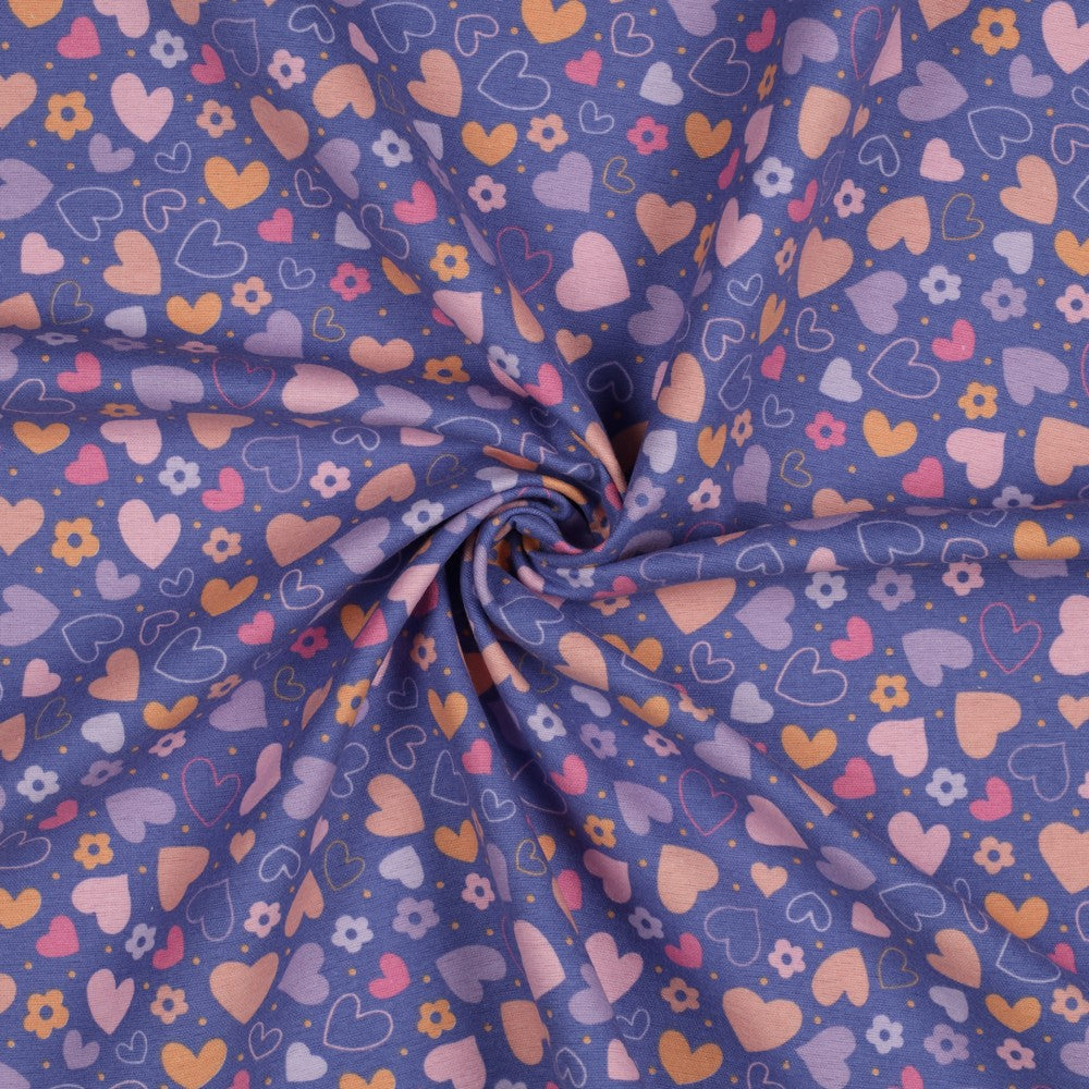 Flanell kleine Herzen und Streublumen