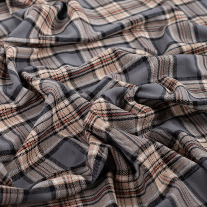 Flanell Grau Beige Karo aus 100% Baumwolle als Meterware