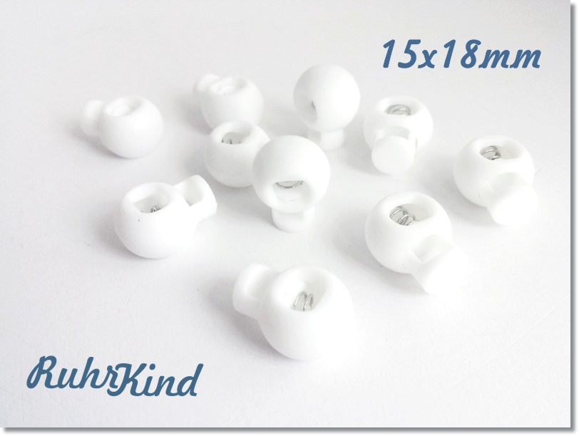 10 x Kordelstopper Klein Weiss