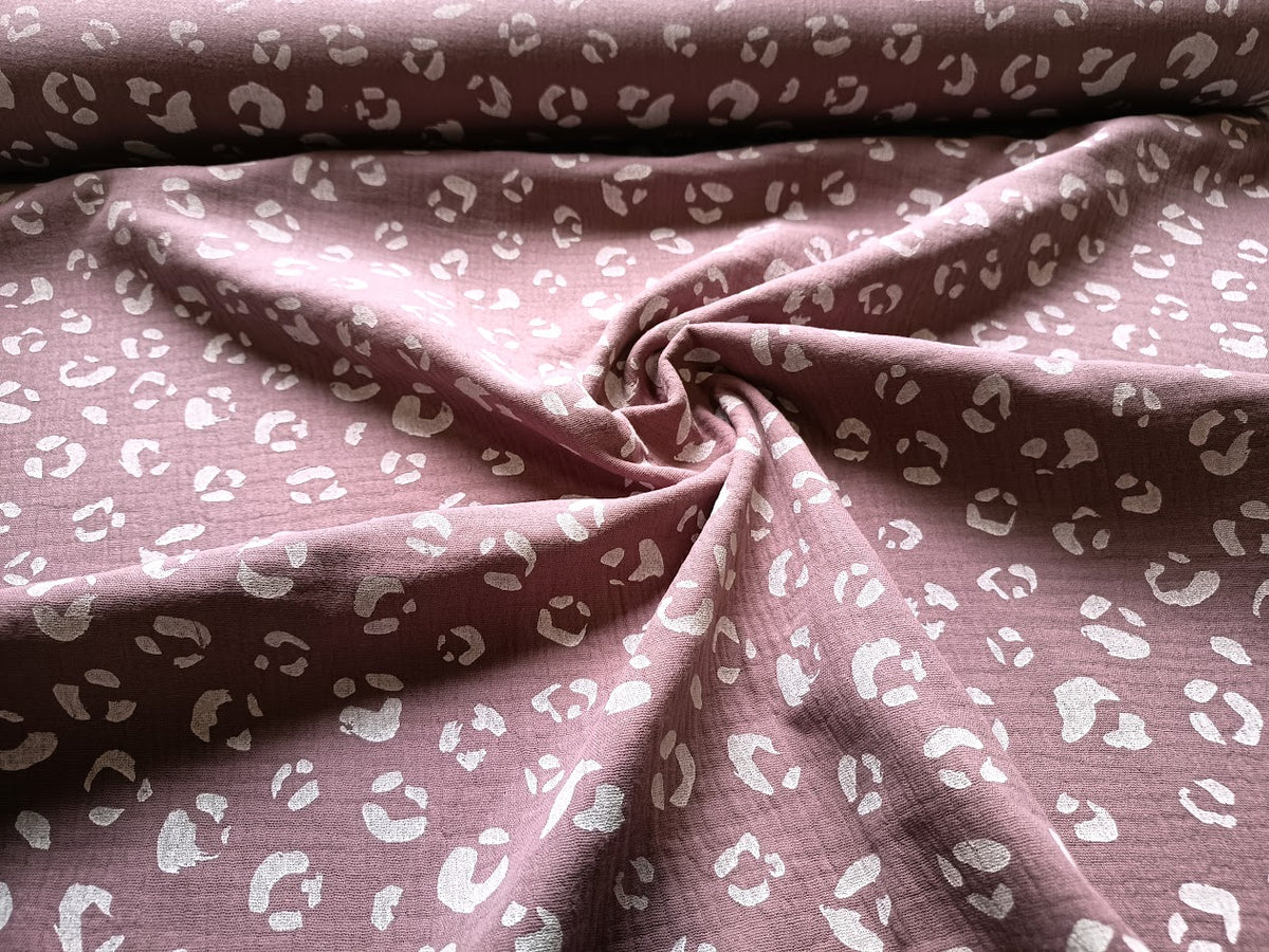 Musselin Animalprint Mauve