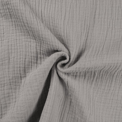 Detailaufnahme von grauem Uni Musselin mit 160cm Überbreite