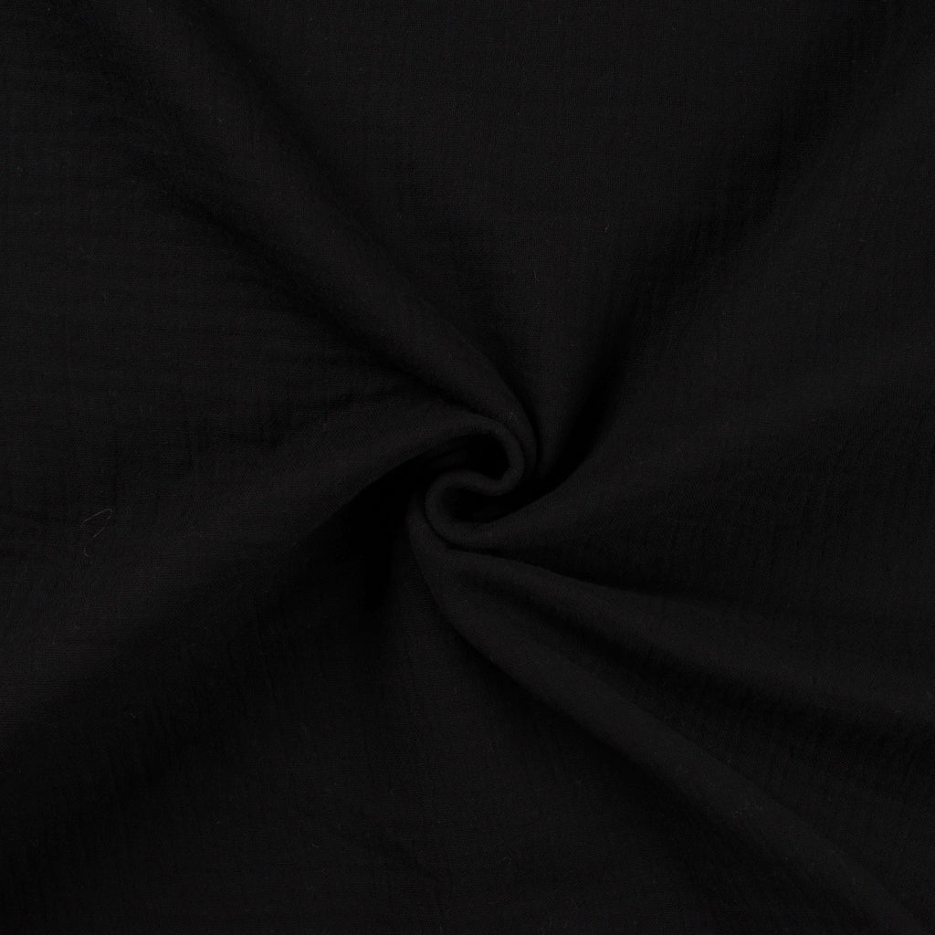 Detailaufnahme von schwarzem Musselin in 160cm Überbrei